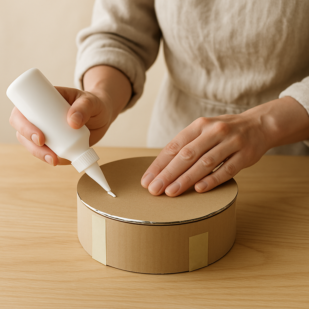 Step 5: Step 5: Once the glue on the side strip is dry and secure, apply glue along the 