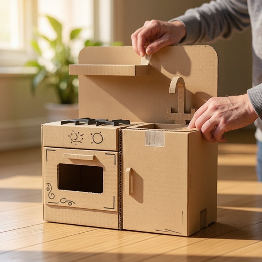 Step 2: Tape the two large boxes securely together along the adjoining edges using stron