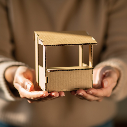 Cardboard Market Stall held in hand