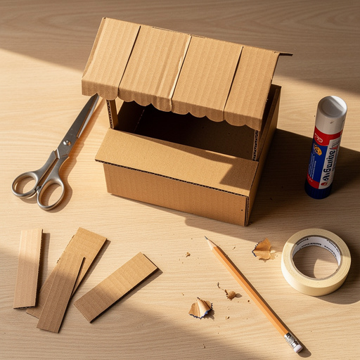 Multiple Cardboard Market Stall crafts from above