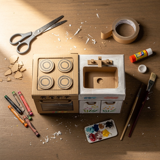 Multiple Cardboard Box Kitchenette crafts from above