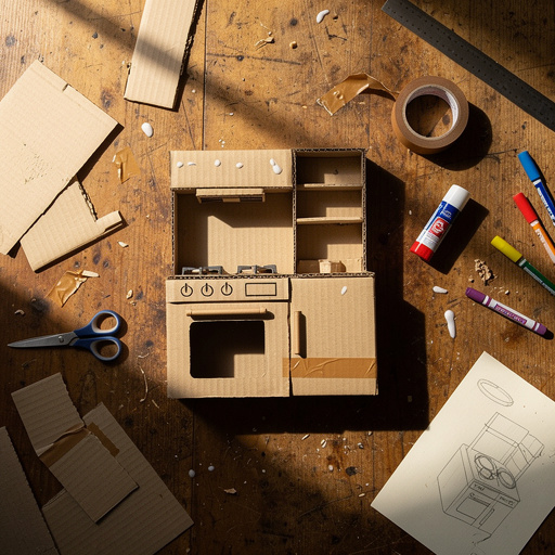Multiple Cardboard Kitchen Creations crafts from above