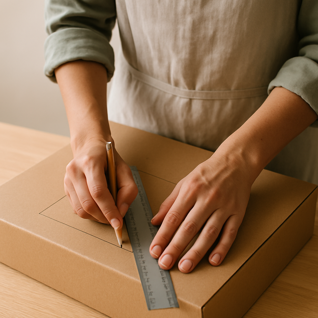 Step 2: Step 2: Measure and mark the stage opening. On one of the wider sides of the box