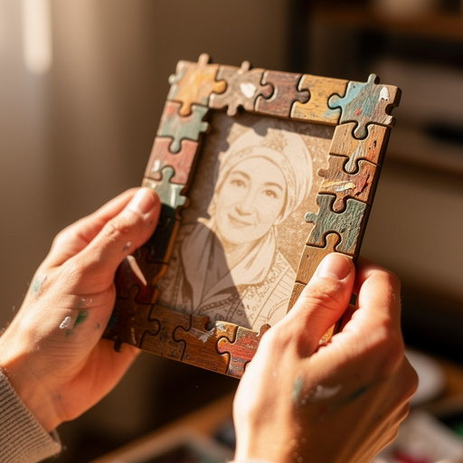 Puzzle Piece Picture Frames held in hand