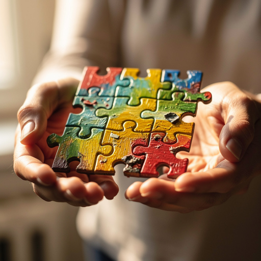 Painted Puzzle Art held in hand