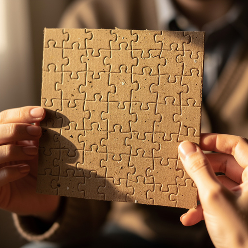 DIY Jigsaw Puzzle from Cardboard held in hand