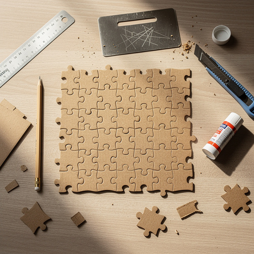 Multiple DIY Jigsaw Puzzle from Cardboard crafts from above