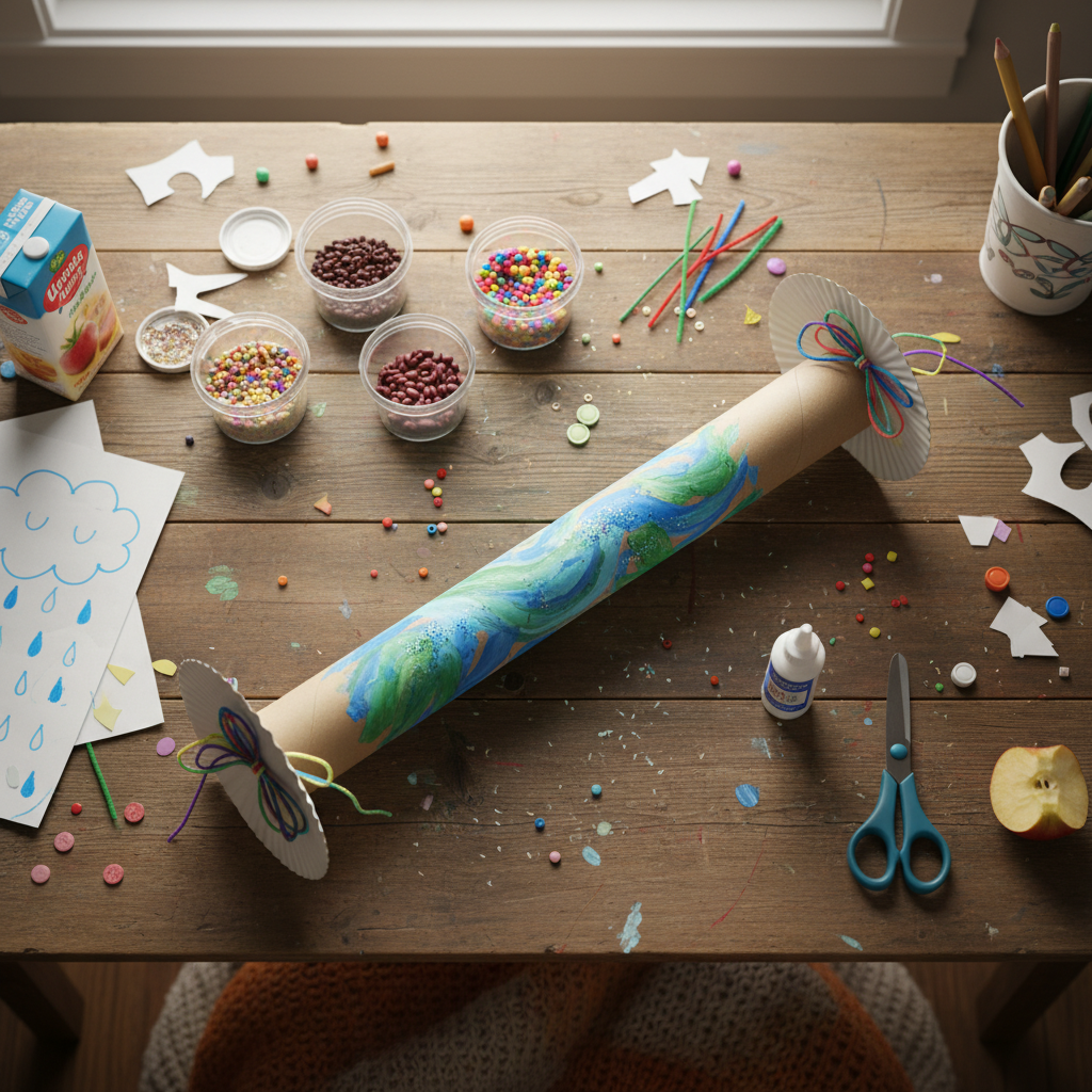 Multiple DIY Preschool Rain Stick crafts from above