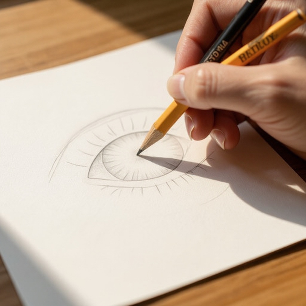 Step 1: Lightly sketch an almond shape for the basic outline of the eye.