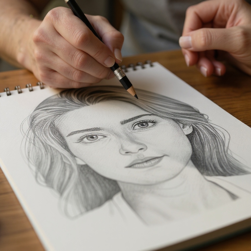 Step 9: Add finer details like hair strands, textures, or subtle lines using the sharp t