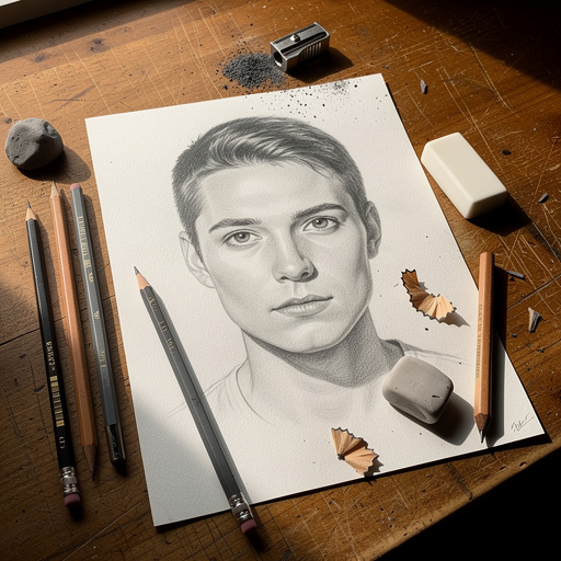 Multiple Realistic Pencil Portrait crafts from above