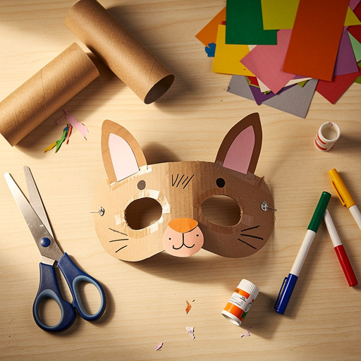 Multiple Cardboard Tube Animal Masks crafts from above