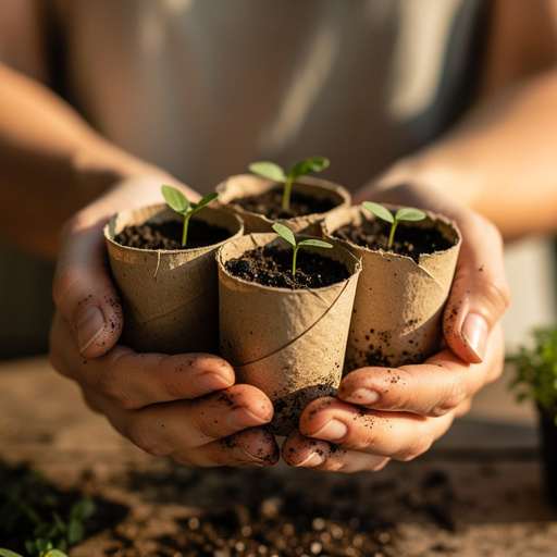 Cardboard Tube Seedling Starters held in hand