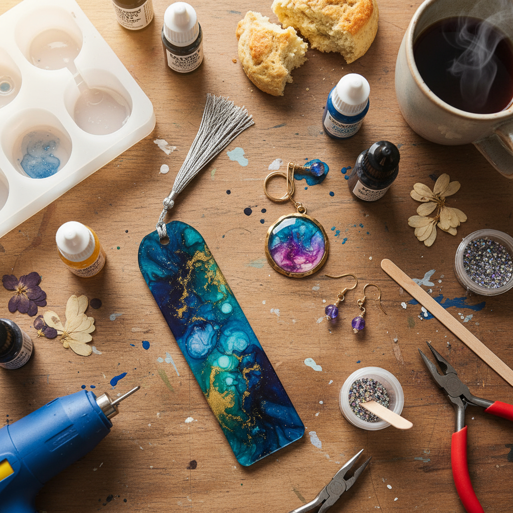 Multiple Resin Bookmark with Alcohol Ink Swirls crafts from above