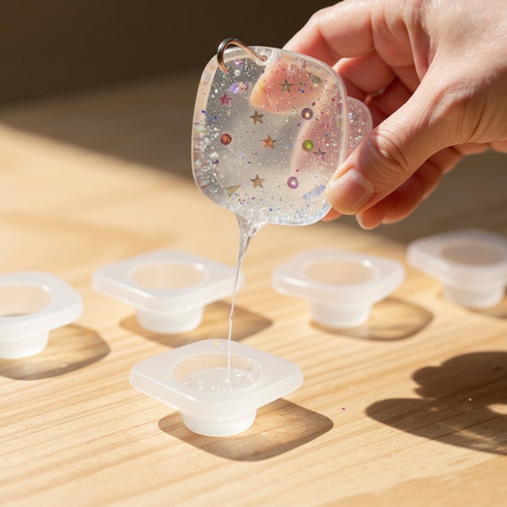 Step 4: Pour a very thin, translucent layer of the mixed resin into the bottom of your s