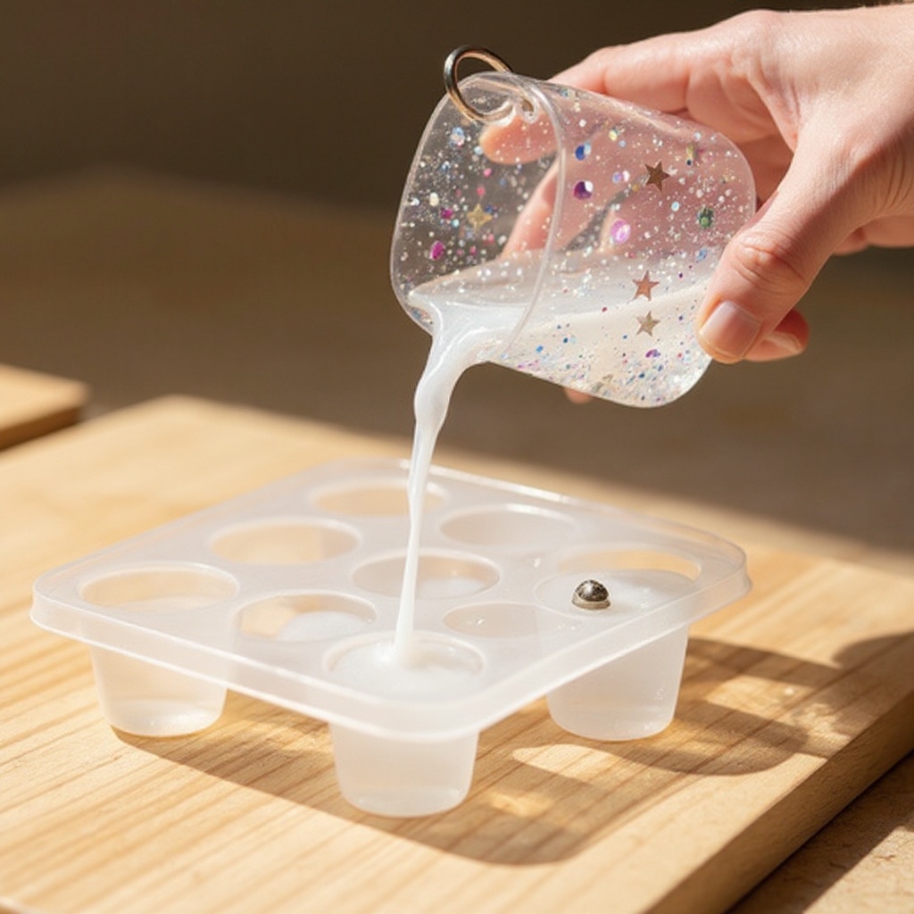 Step 7: Carefully pour a second, slightly thicker layer of mixed resin over the charm an