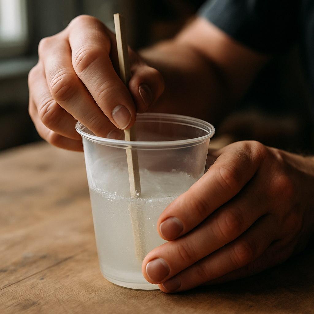 Step 4: **4. Mix Thoroughly and Slowly:** Using a wooden stir stick, gently stir the res
