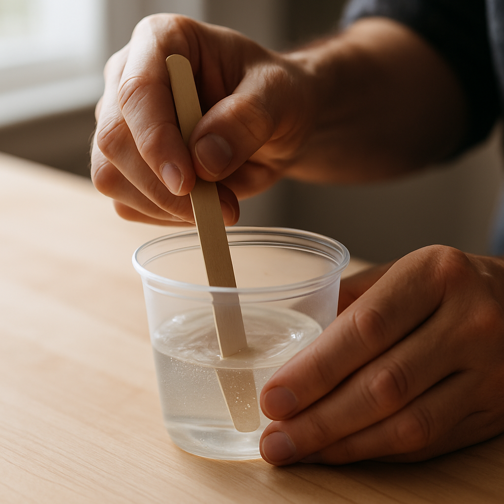 Step 5: Step 5: Mix the Resin Thoroughly. Using a clean wooden craft stick, slowly stir 