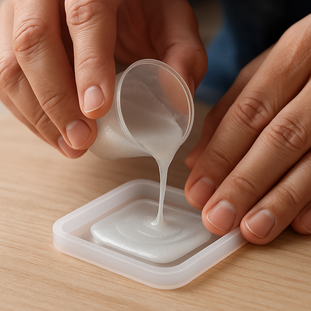 Step 7: Step 7: Pour the Base Layer. Carefully pour approximately 5ml of the colored res