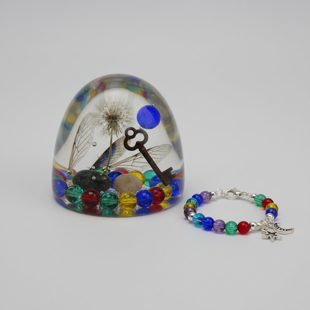 Resin Paperweight with Found Objects