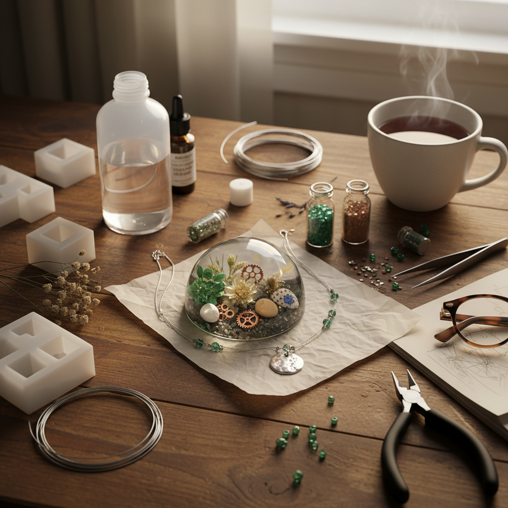 Multiple Resin Paperweight with Found Objects crafts from above