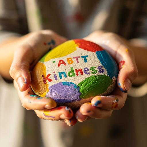 Painted Kindness Rocks held in hand