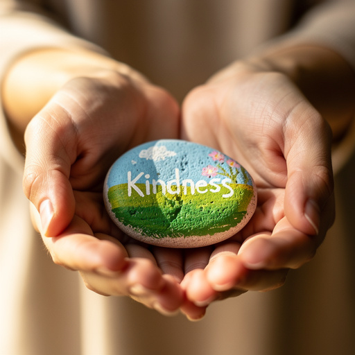 Painted Kindness Rocks held in hand