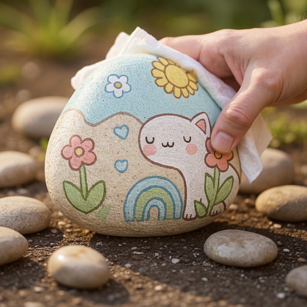 Step 2: Wash and thoroughly dry the rocks to ensure a clean painting surface. Use soap a