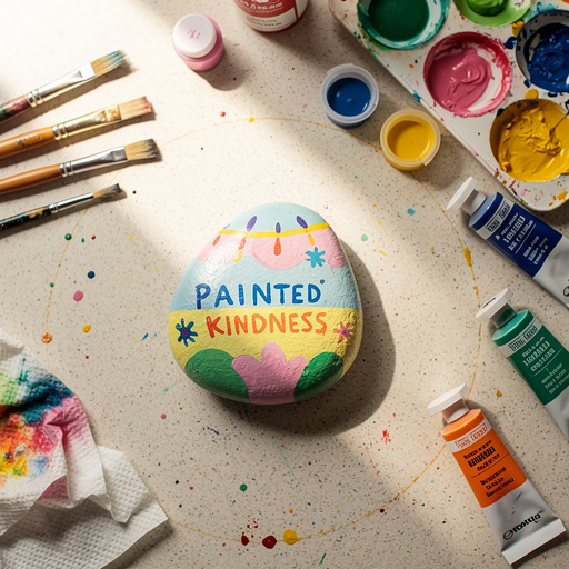 Multiple Painted Kindness Rocks crafts from above