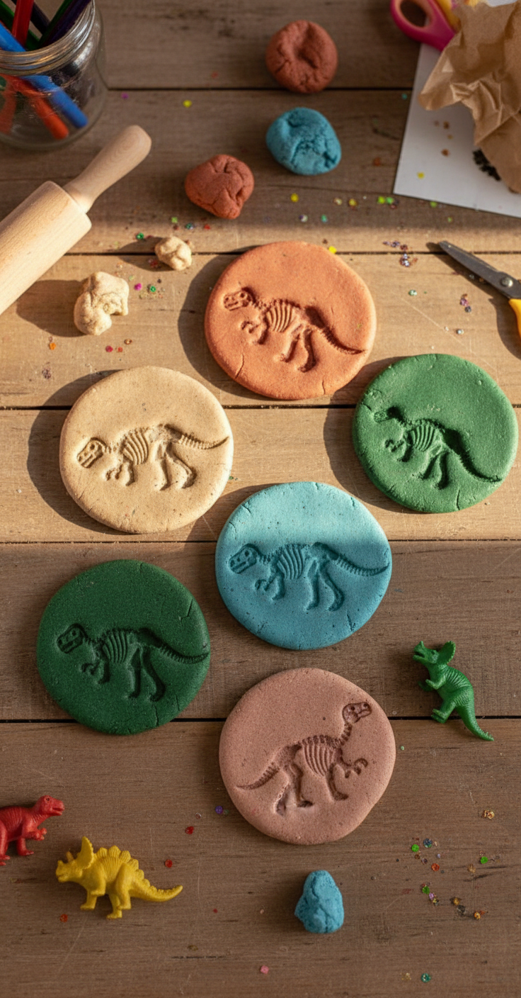 Multiple Salt Dough 'Dinosaur Fossil' Dig Excavation crafts from above