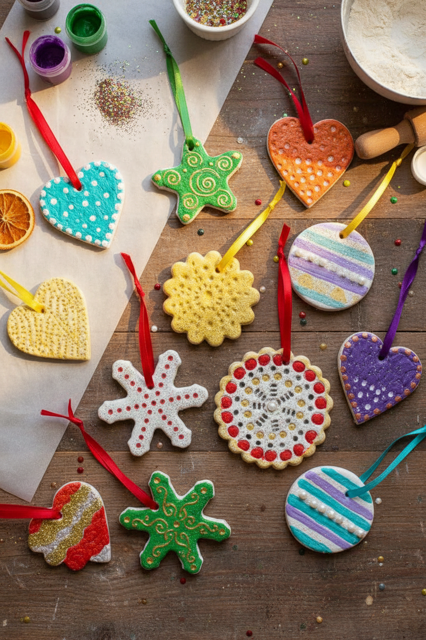 Multiple Salt Dough Scented Holiday Ornaments crafts from above
