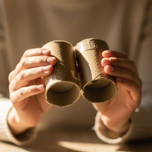 DIY Cardboard Tube Binoculars held in hand