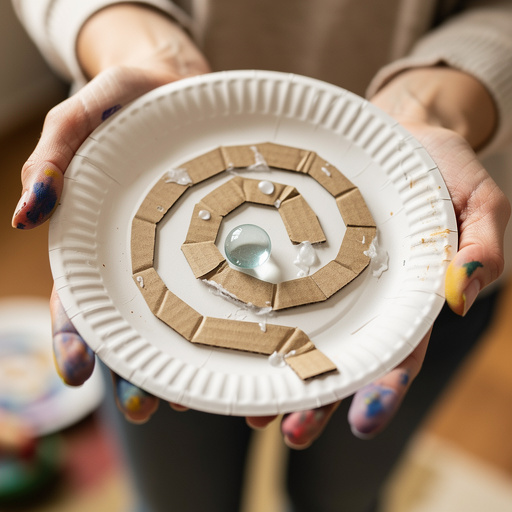 Paper Plate Marble Maze held in hand