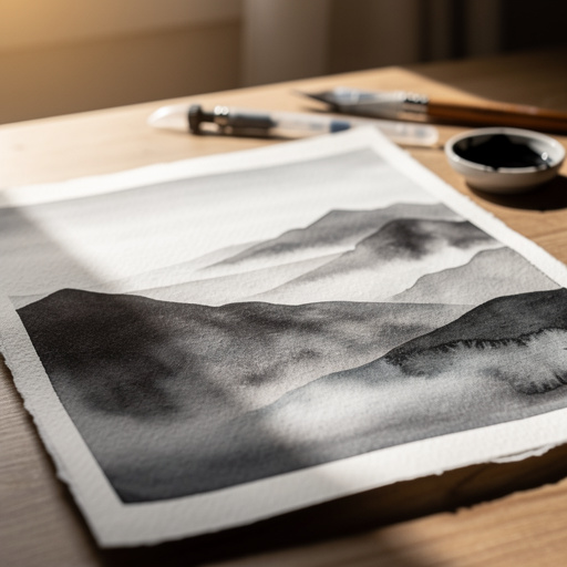 Finished Abstract Ink Wash Landscapes craft project