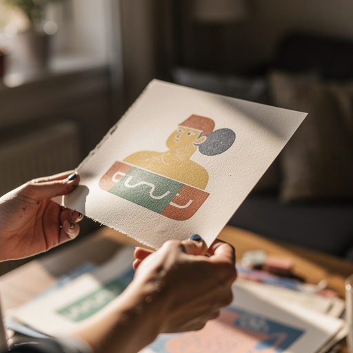 DIY Screen Print Art held in hand