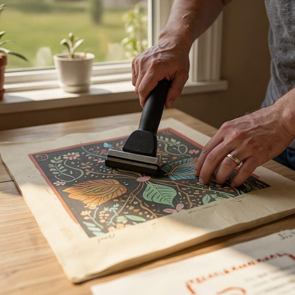 Step 9: Squeegee the ink: Hold the squeegee at a consistent 45-degree angle to the scree