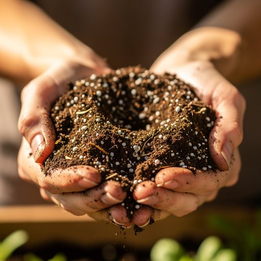 DIY Seed Starting Mix held in hand