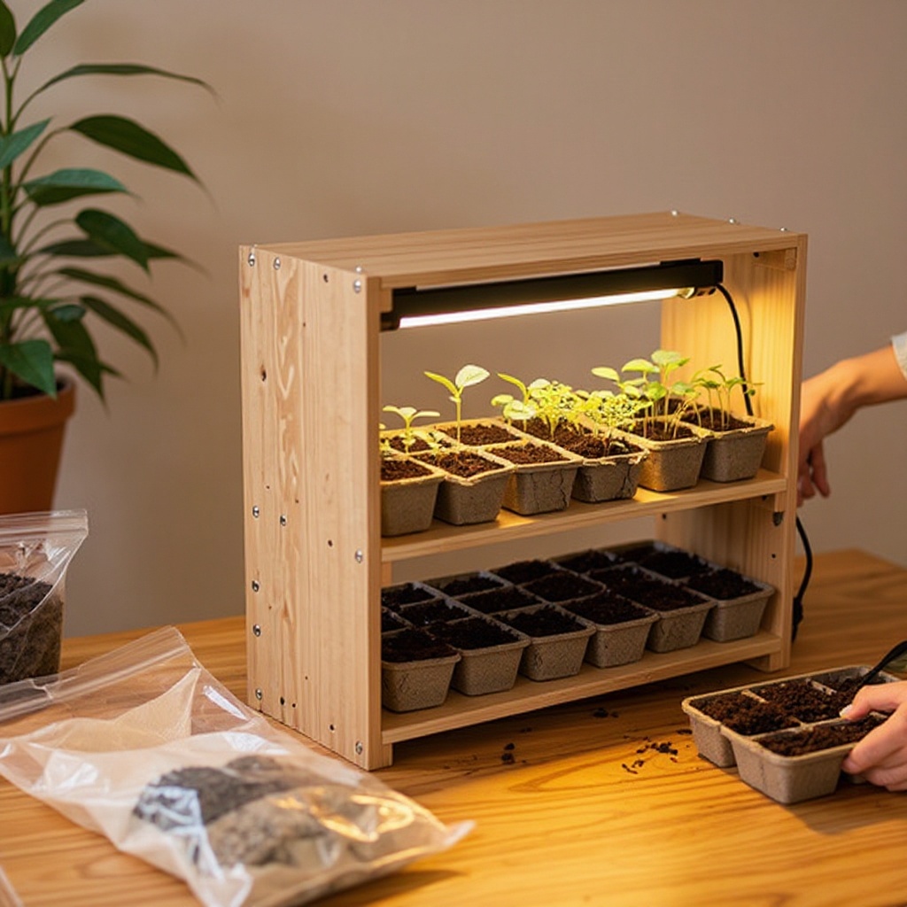 Step 5: Fill the seed starting trays with potting mix, leaving about 1/2 inch of space a