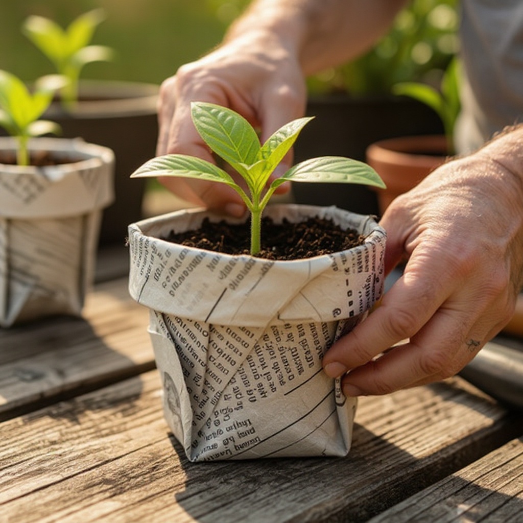 Step 6: Once wrapped, fold the excess newspaper at the bottom of the jar inwards, creati