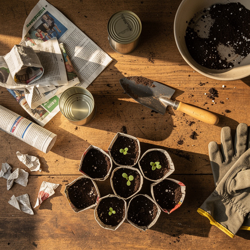 Multiple Newspaper Pot Seedling Starters crafts from above