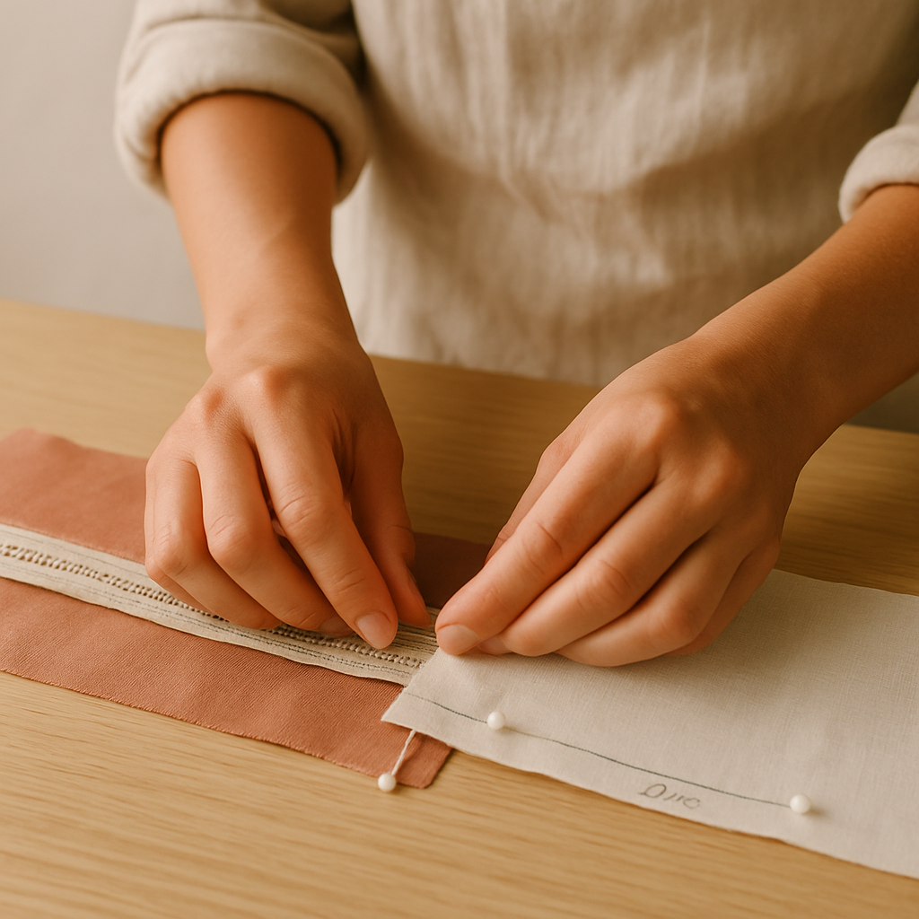 Step 7: Step 7: Pin the second side of the zipper. Now, pin the second fabric piece to t