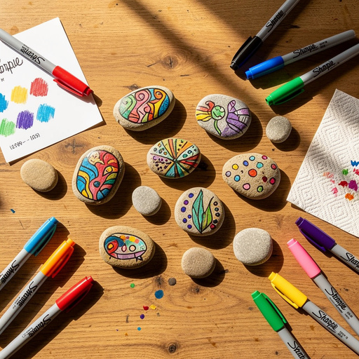 Multiple Sharpie Painted Rocks crafts from above