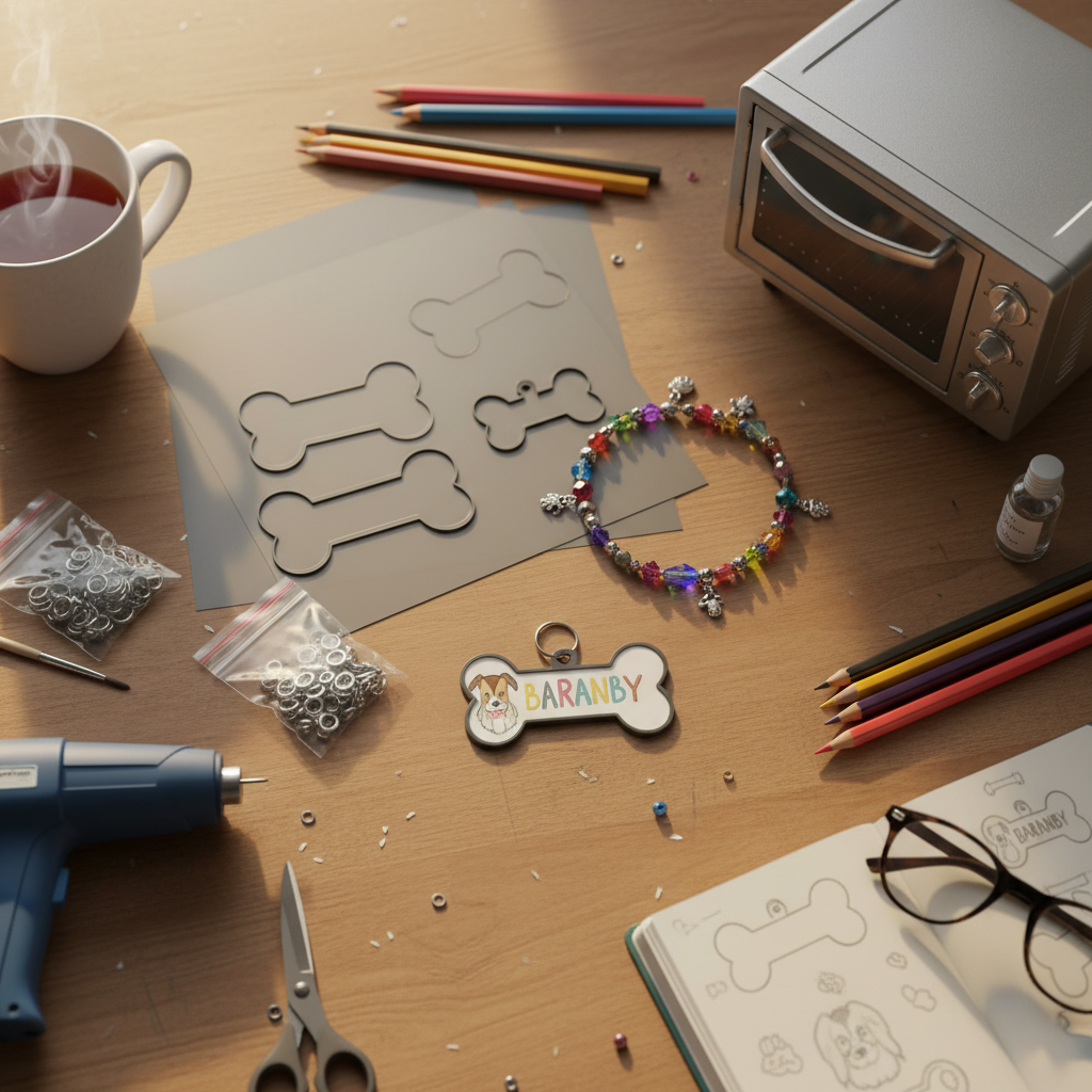 Multiple Shrink Plastic Name Tag Pet Tag crafts from above