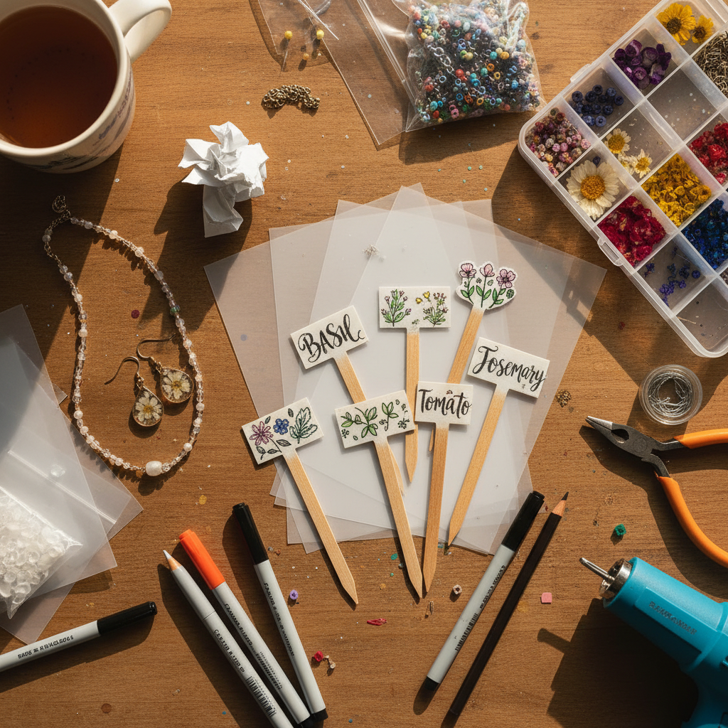 Multiple Shrink Plastic Plant Markers crafts from above