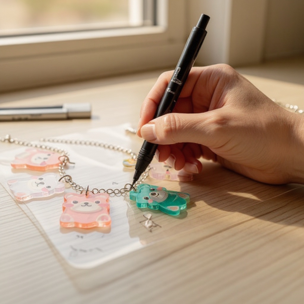 Step 1: Draw your design onto the shrink plastic sheet using permanent markers. Keep des