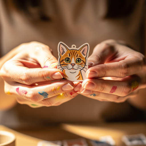 Shrink Plastic Pet Portraits held in hand
