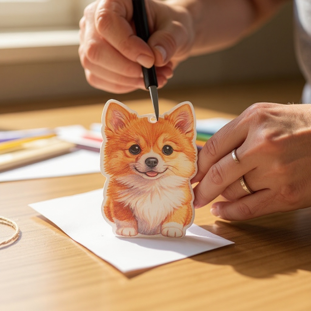 Step 7: **7. Punch a Hole for Hanging (Optional):** If you plan to turn your pet portrai