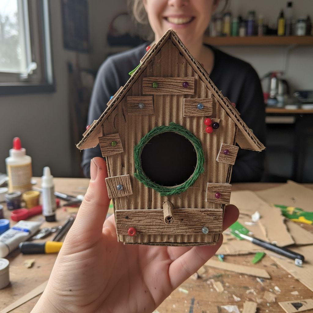 Simple Wooden Birdhouses held in hand