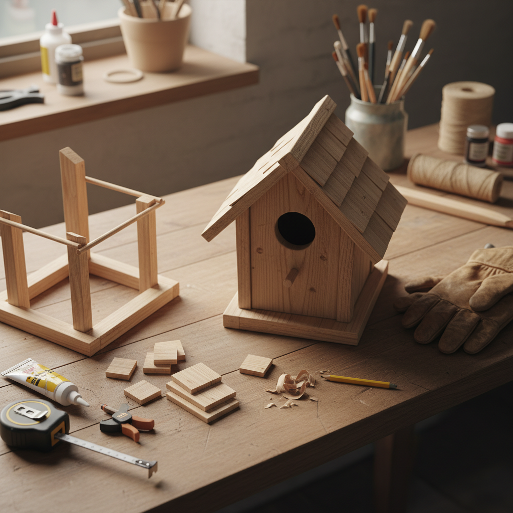 Multiple Simple Wooden Birdhouses crafts from above