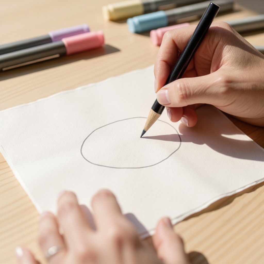 Step 1: Lightly sketch a large, irregular oval shape on your paper. This will be the bas